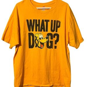 Yellow 'What Up Dog?' Graphic Hands t shirt - Casual Pet Lover Tee